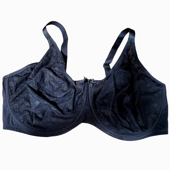 Glamorise NWOT Lace Comfort Wonderwire Black Bra Size 48H - Picture 3 of 5